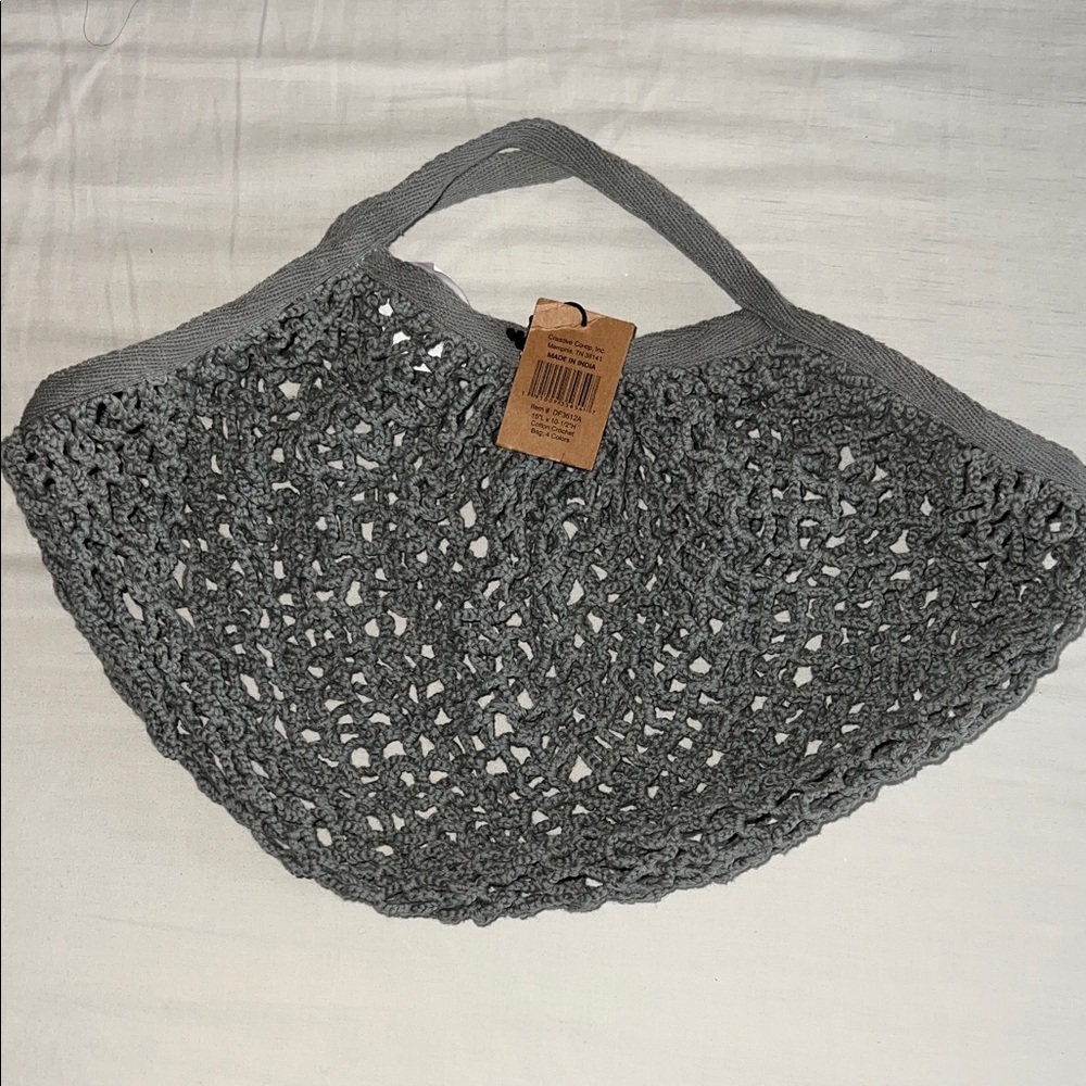 Gray Crochet Tote Bag